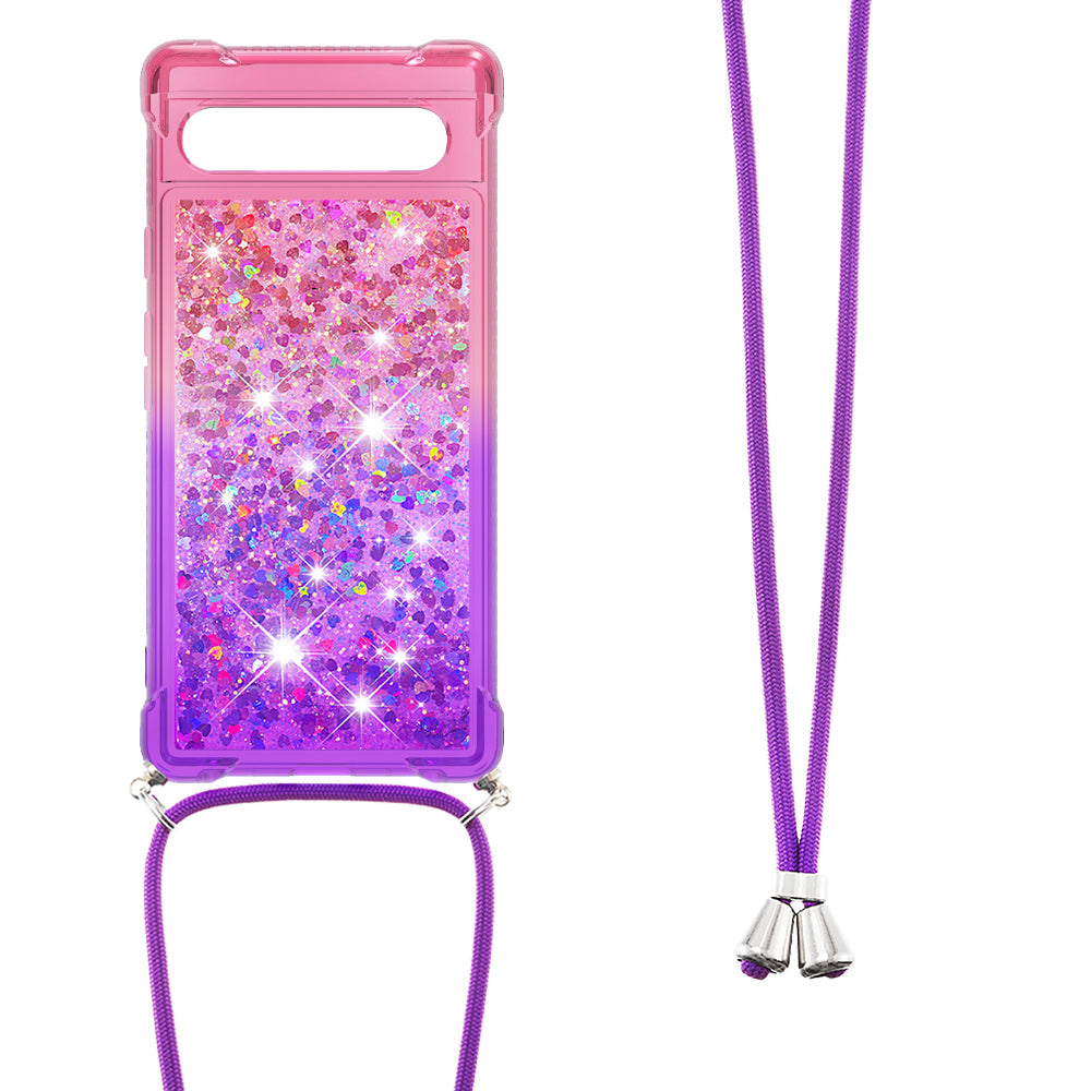 YB Quicksand Series-6 TPU Phone Case for Google Pixel 7a Gradient Color Flowing Liquid Quicksand Shockproof Back Cover with Lanyard YB Quicksand Series-6 TPU Phone Case for Google Pixel 7a Gradient Color Flowing Liquid Quicksand Shockproof Back Cover with Lanyard